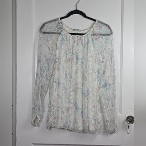 Viola Borghi Silk Pastel Floral Blouse Made in Italy M